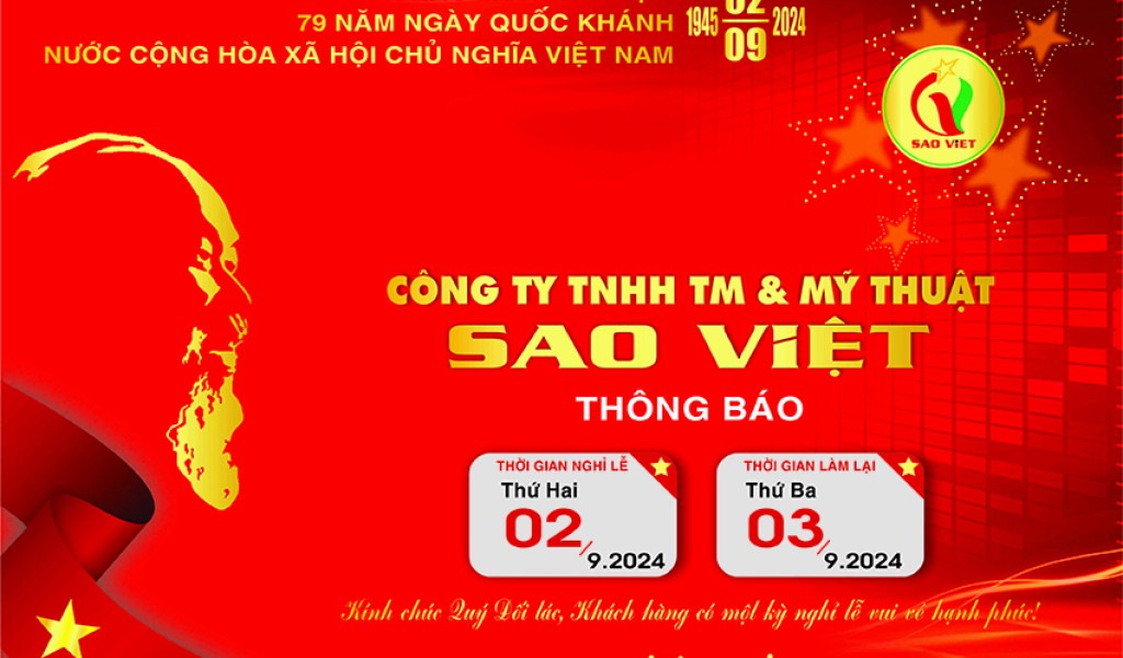 THÔNG BÁO NGHỈ LỄ 2/9/2024 